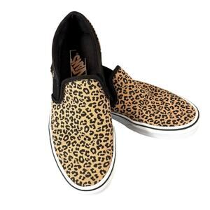 Vans Asher Slip On Sneakers Cheetah Print Womens 9 Shoes